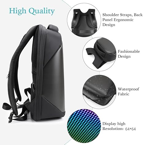 Luminous display LED screen cycling helmet bag-W14