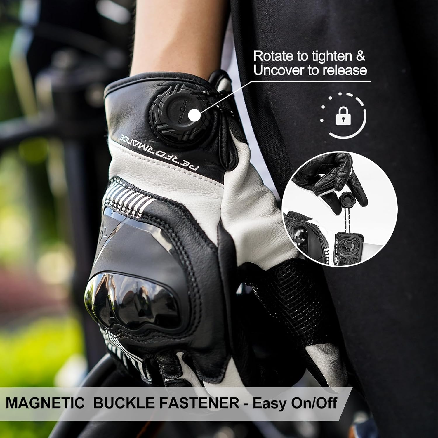 Genuine leather cycling gloves with carbon fiber shock protection-G29