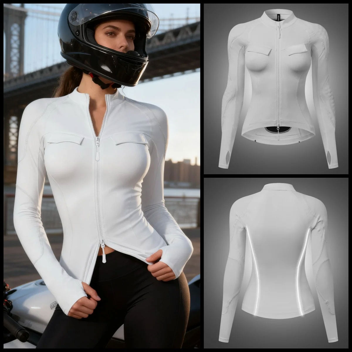 CE Women's Slim Fit Motorcycle Riding Suit with Removable Protective Pads-J35