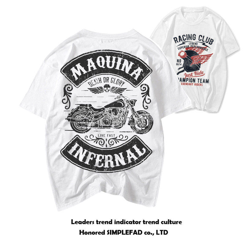 Heavyweight Retro Biker-Style Short-Sleeve T-Shirt - T01