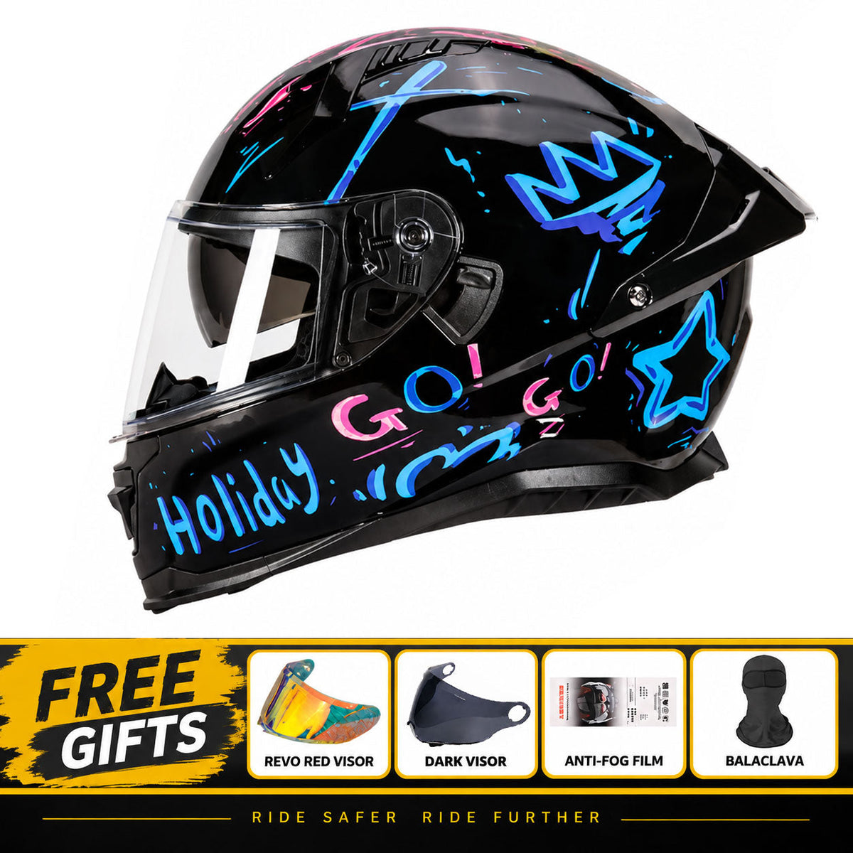 DOT-Certified Trendy Full-Face Motorcycle Helmets for Couples-I301