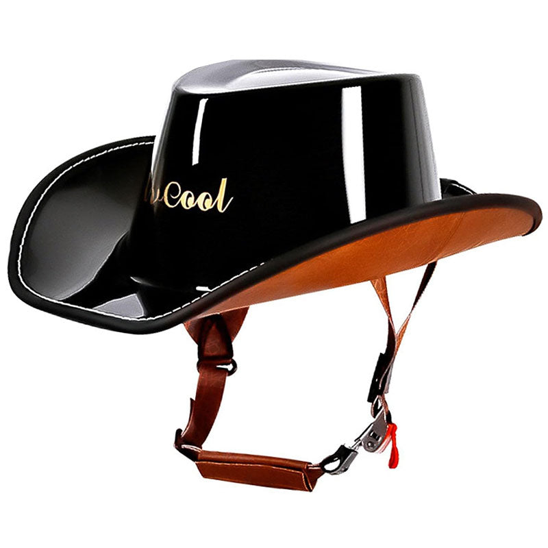 Cowboy-style leather motorcycle half helmet- I08