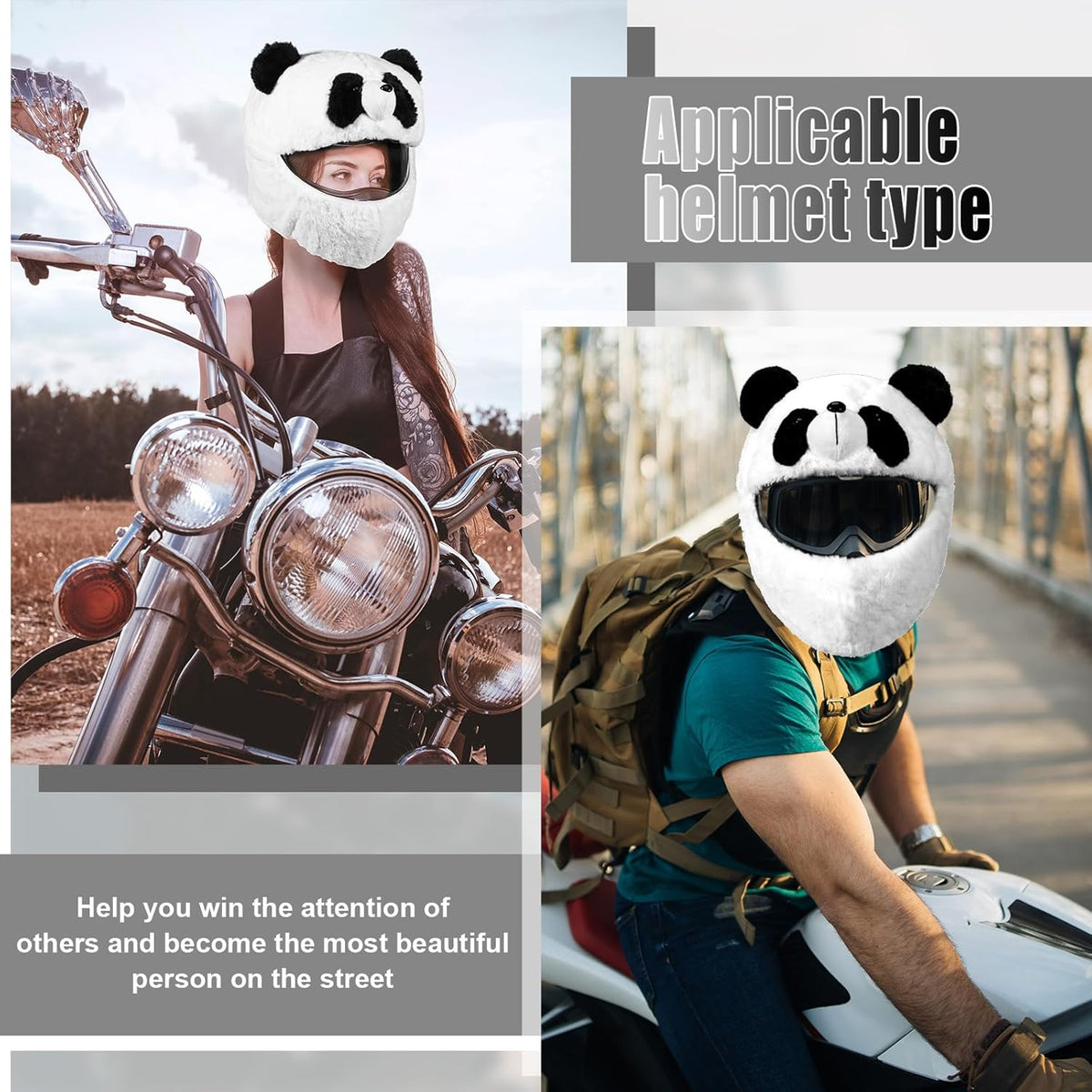 Funny motorcycle helmet covers-panda