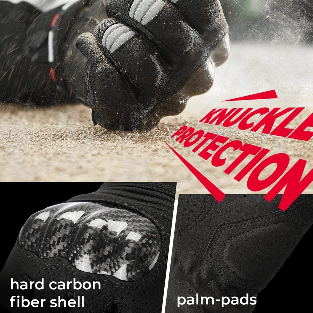 Breathable Carbon Fiber Leather Touchscreen Motocross Gloves - G07