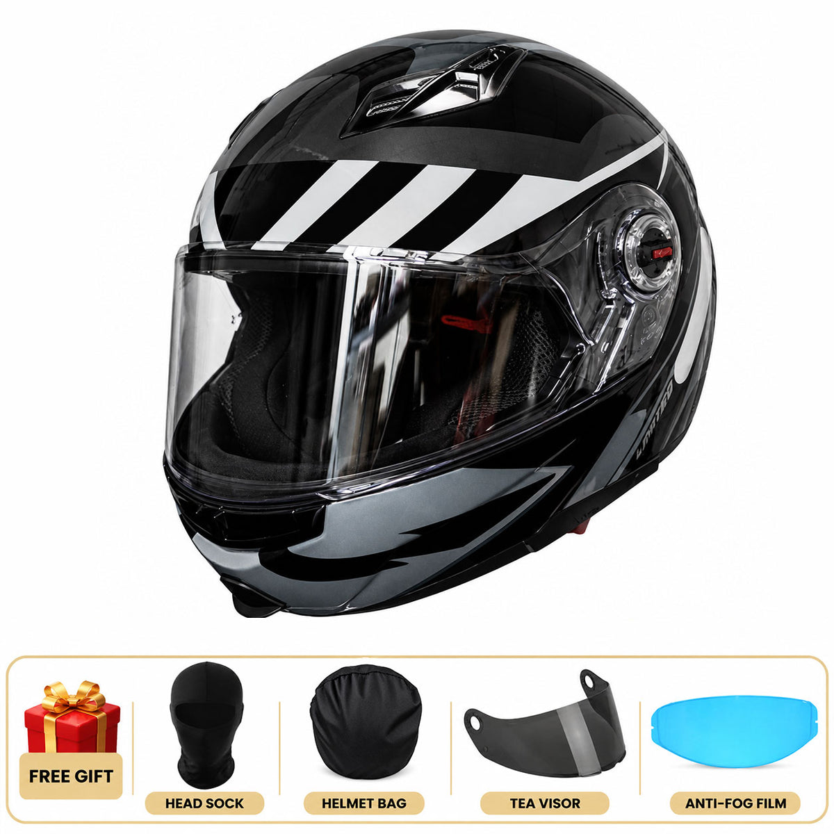 Modular Motorcycle Helmet with Dual Visors for Touring-I311