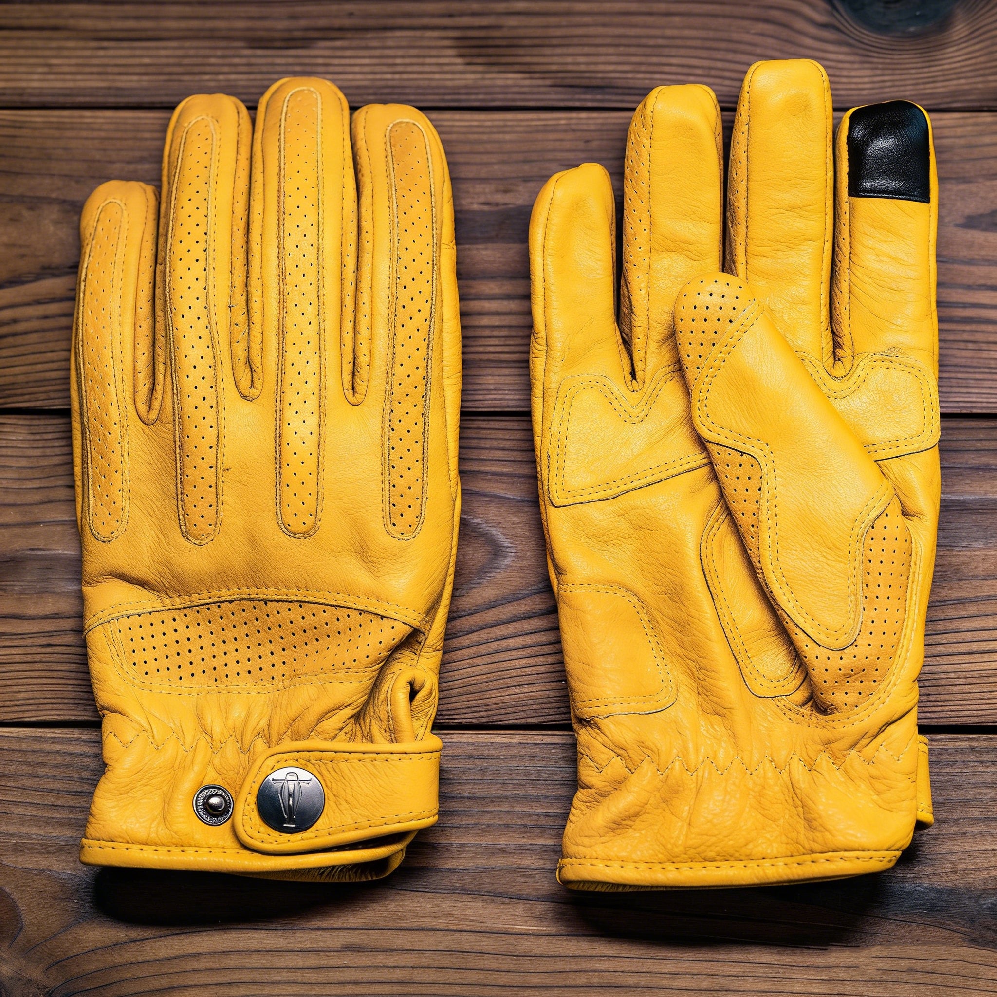 Retro Fleece-lined Gloves for Motorcycle Riding Genuine Leather