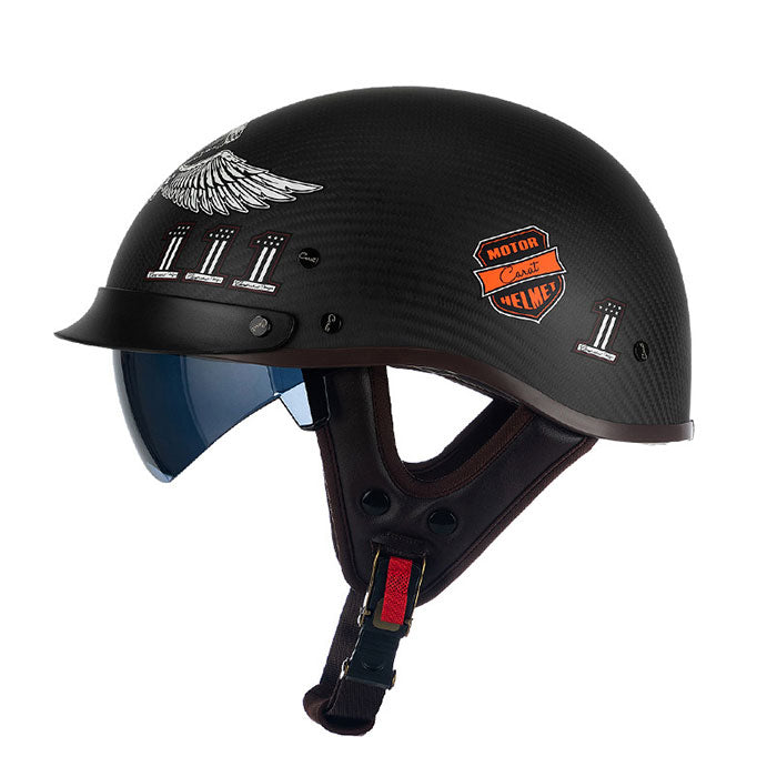 Lightweight Retro Carbon Fiber Motorcycle Half-Helmet-I138