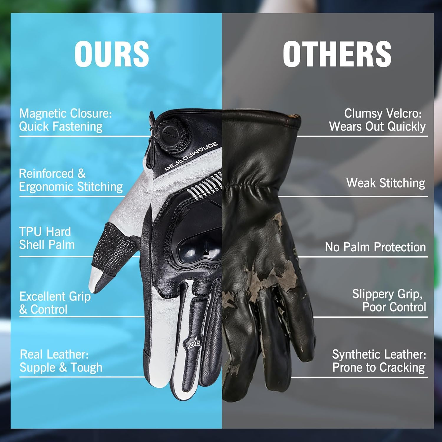 Genuine leather cycling gloves with carbon fiber shock protection-G29