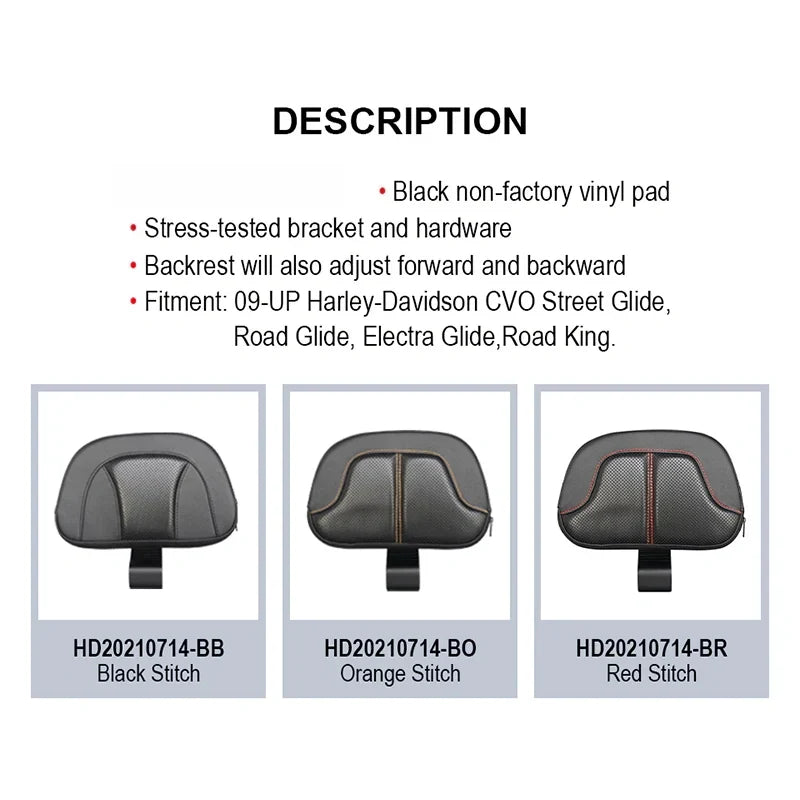 Adjustable Leather Plastic PU Seats for Driver Rider New Condition Backrest Fit for Touring Road King Ultra Glide Limited CVO