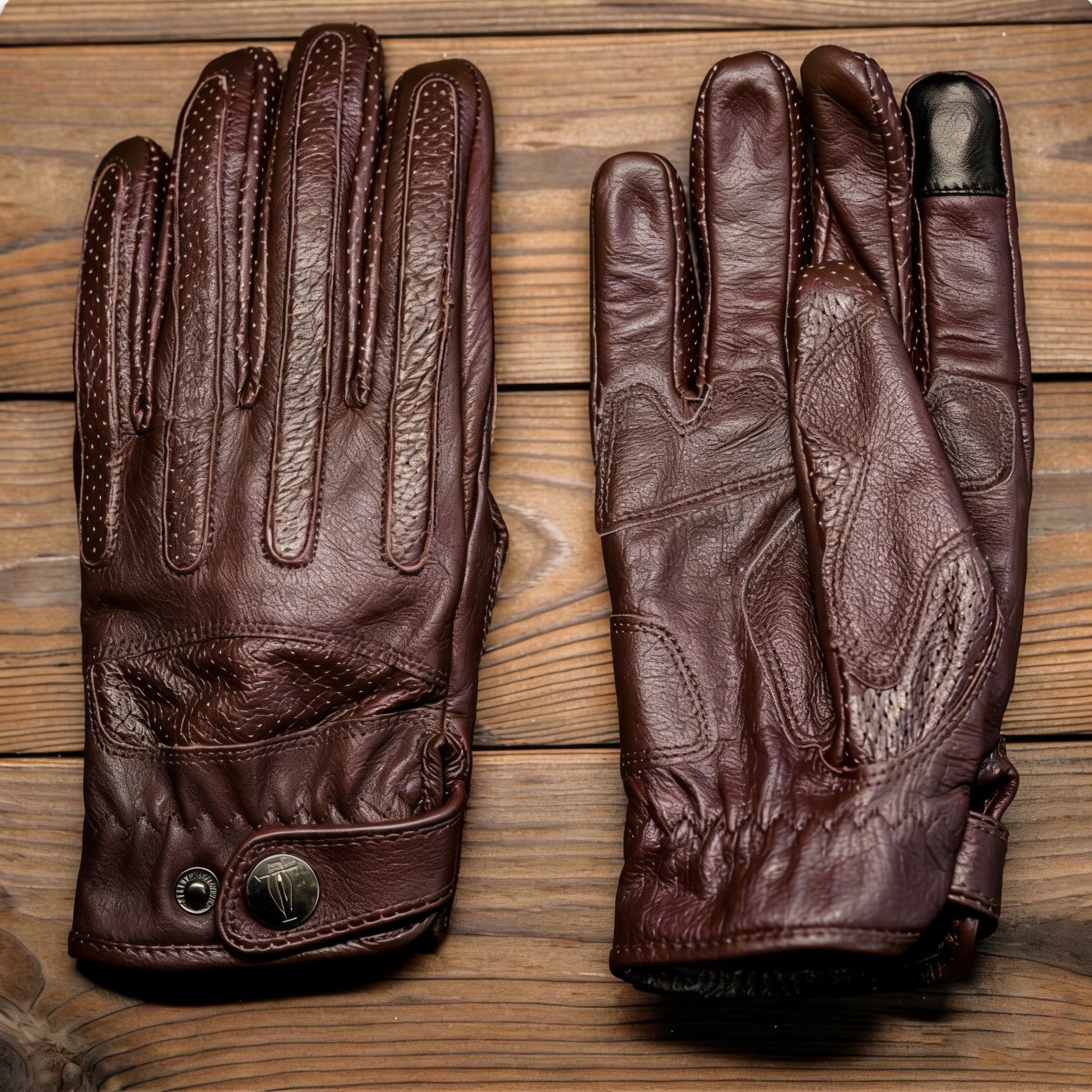 Retro Fleece-lined Gloves for Motorcycle Riding Genuine Leather