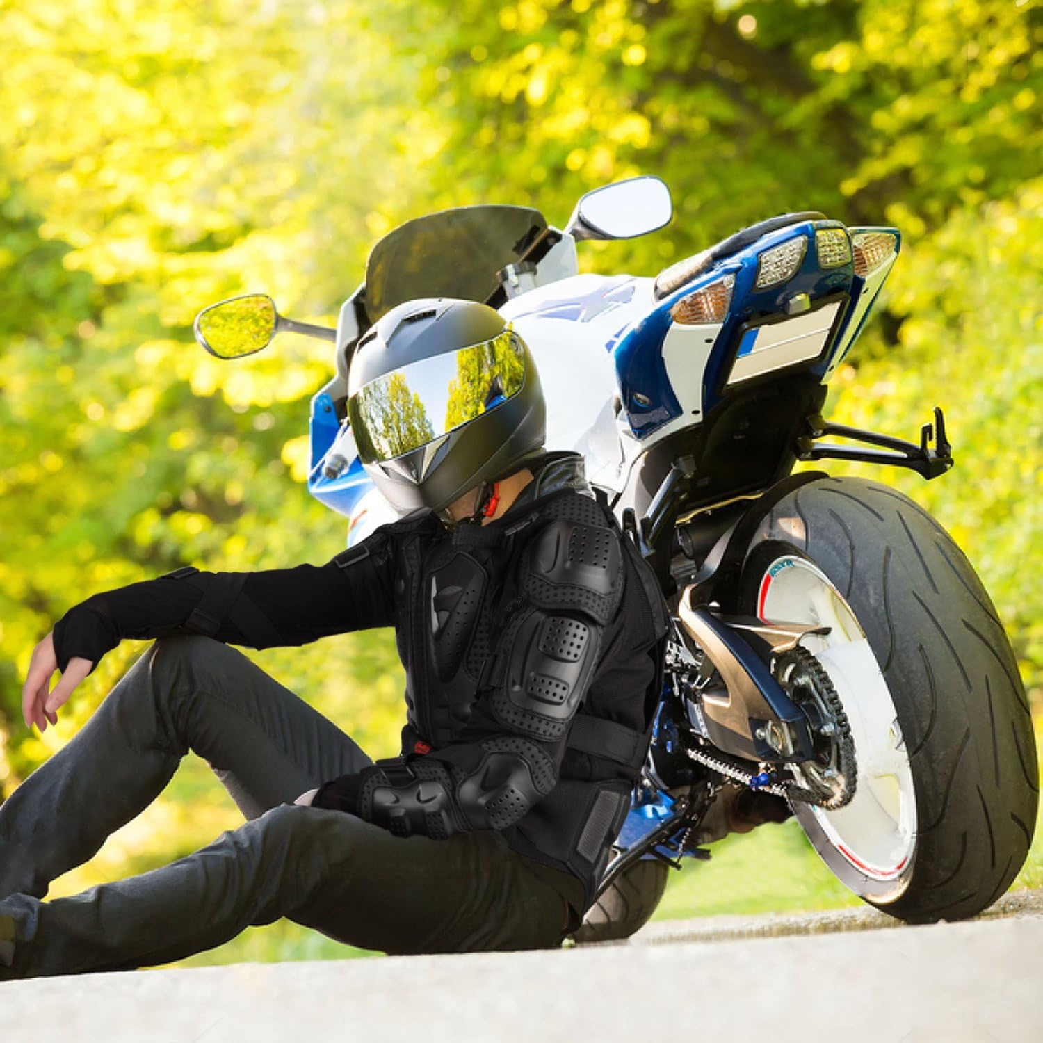 Motorcycle protective armor with neck guard-J06