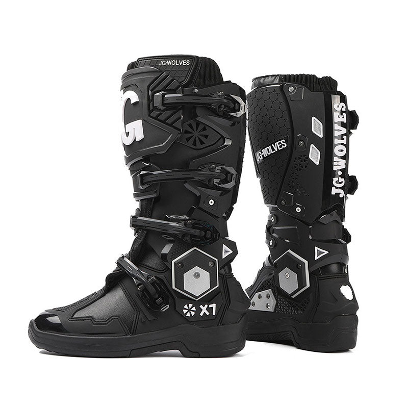 Off-road and rally motorcycle boots featuring a hinged structure-K72