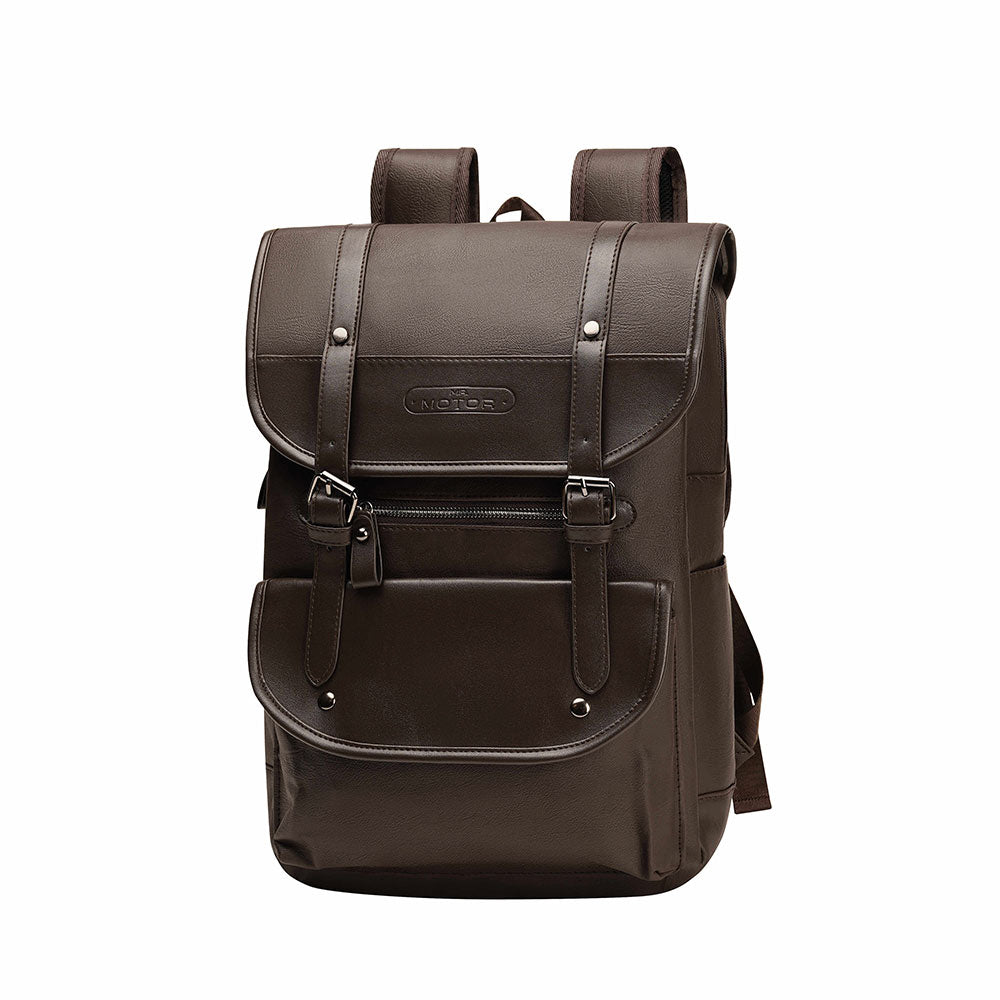 Retro faux PU leather motorcycle backpack-B11