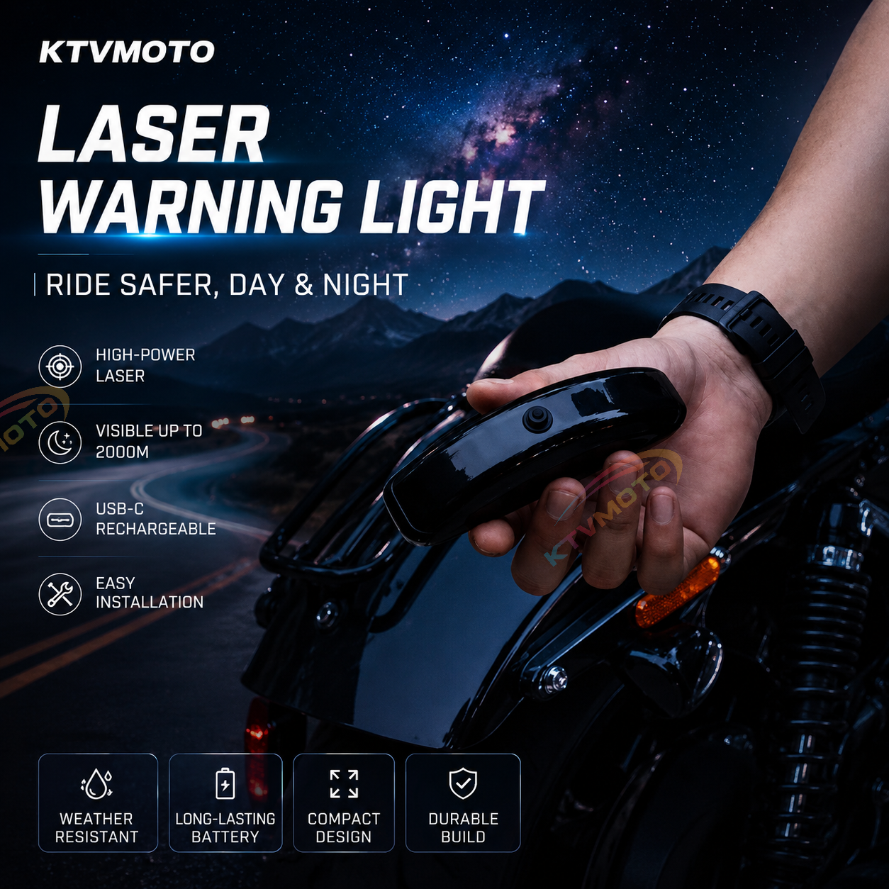 Wireless Motorcycle Laser Tail Light with Warning Strobe Projection-D23