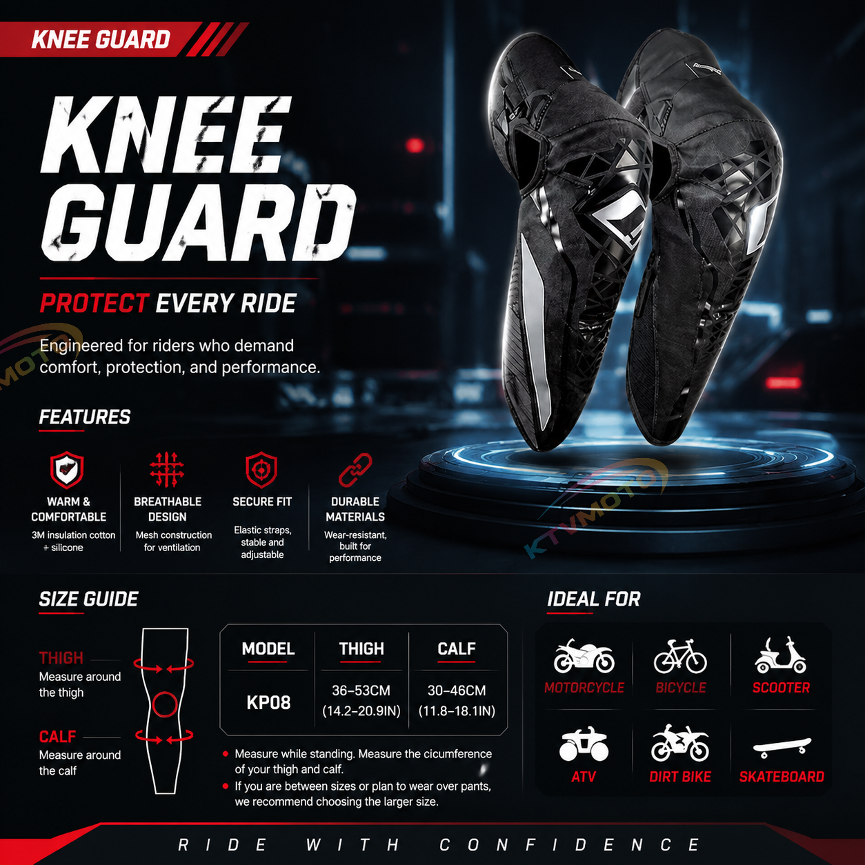 Cold-weather motorcycle knee guards-Y52