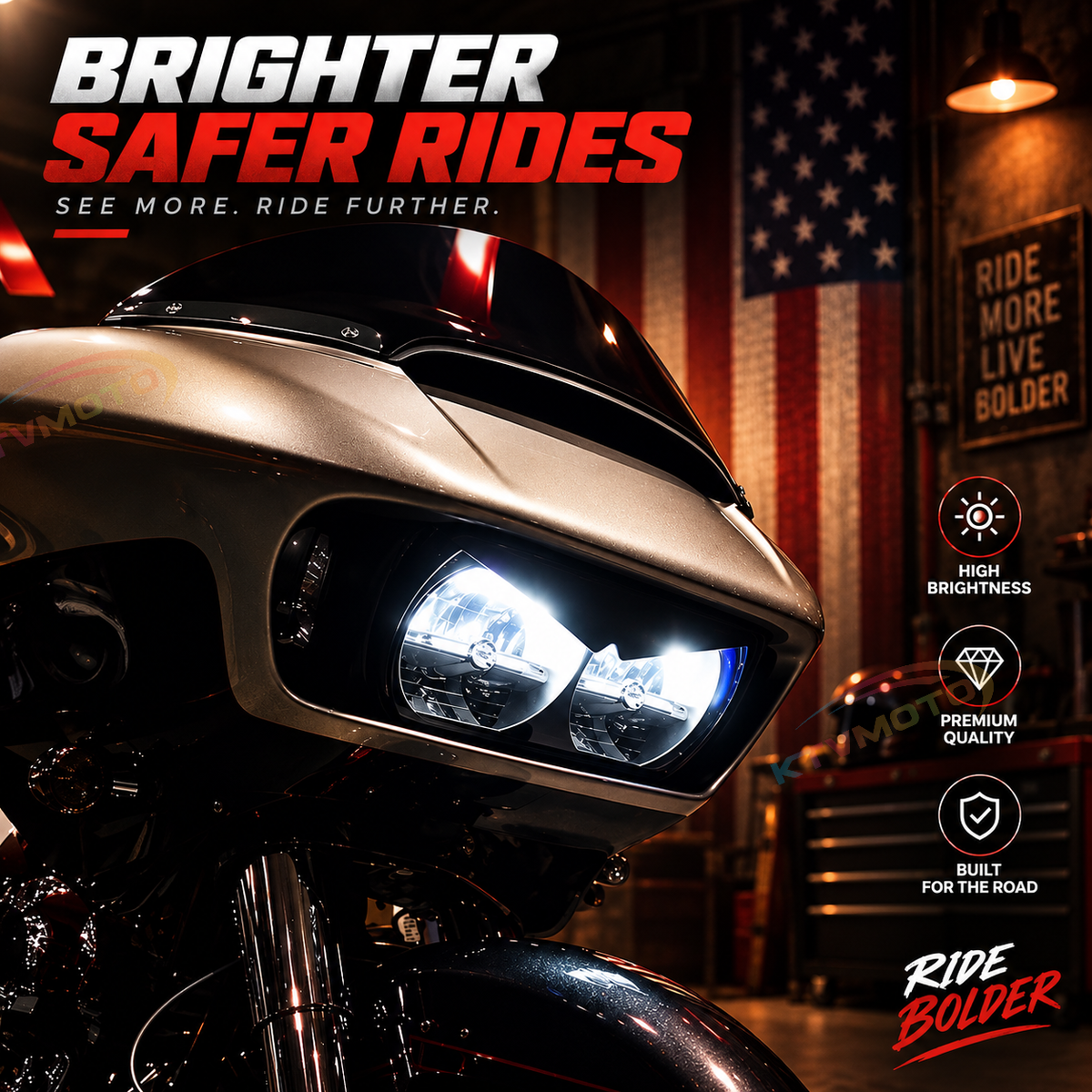 KTVMOTO Harley Road Glide Dual "Angry Bird" Style Headlight Trim - ML05