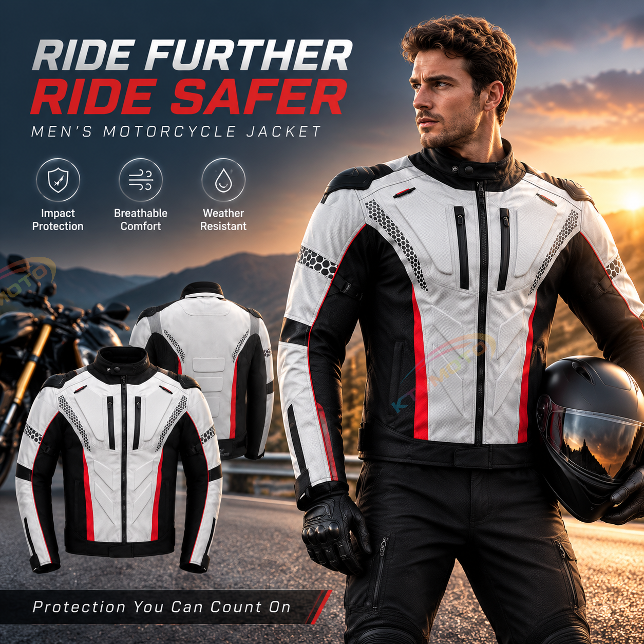 Two-piece breathable motorcycle riding suit-J89