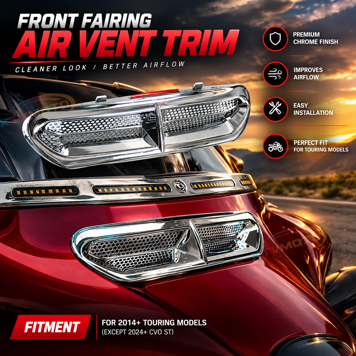 KTVMOTO Harley LED Auxiliary Light Soft Glow Trim Strip-ML07