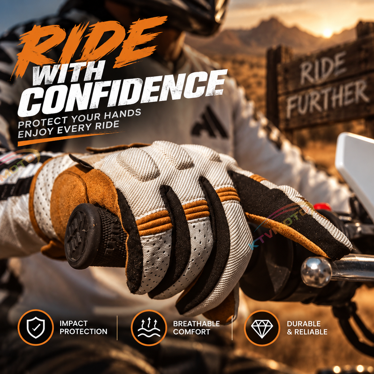 KTVMOTO DIY Retro Cruiser Touchscreen Motorcycle Gloves - G28