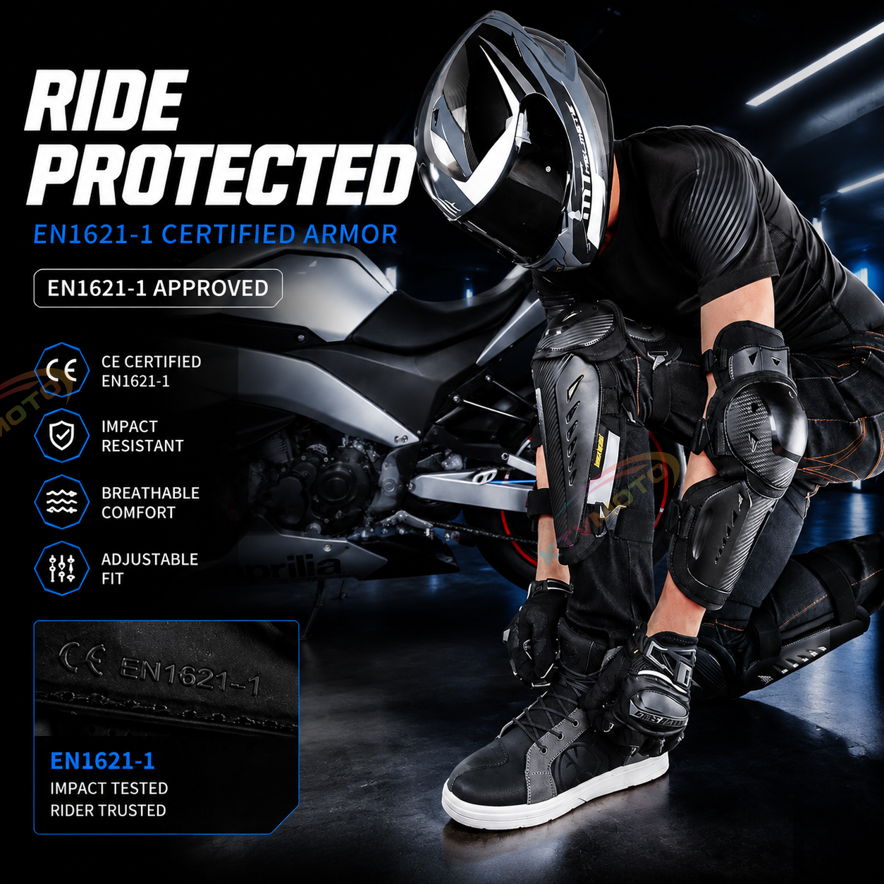 4-Piece Motorcycle Protective Gear Set-Y48