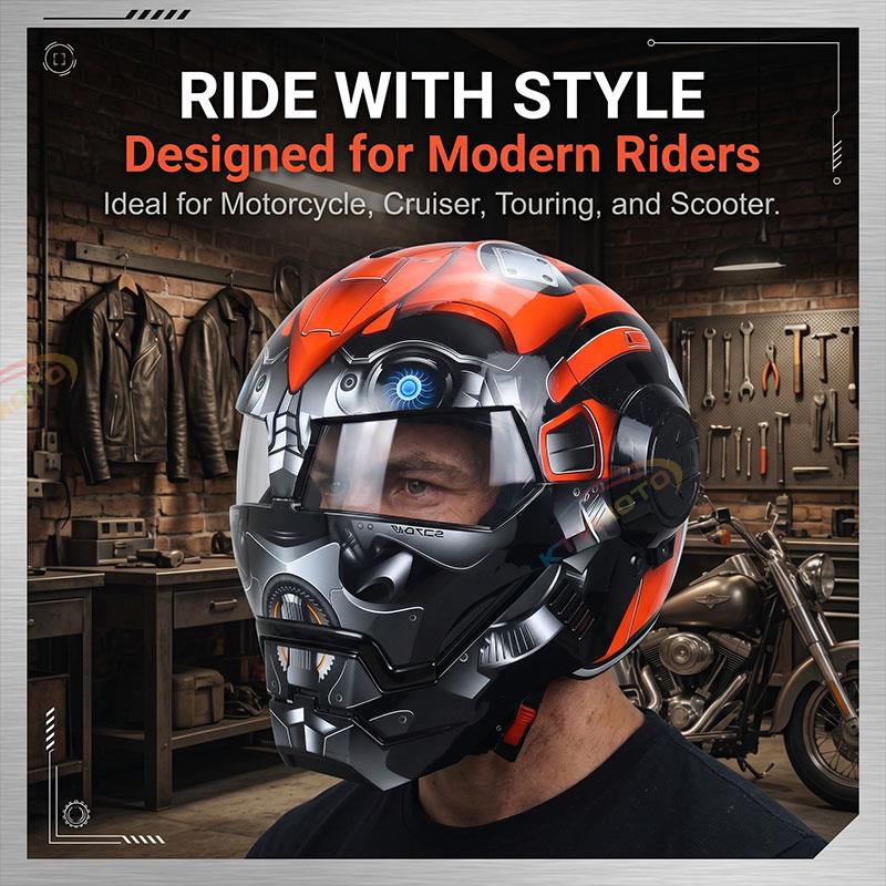 Sci-Fi Robot-Style Full-Face Helmet-I11