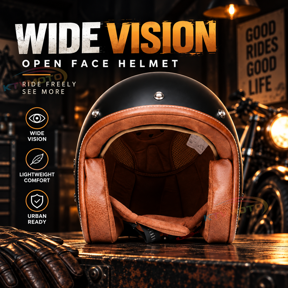 KTVMOTO Retro rally motorcycle helmet-I24