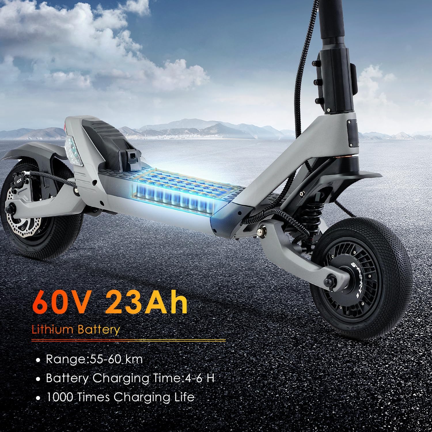 3200W Electric Scooter 23Ah 60V Battery 38 Miles Long Range - F6