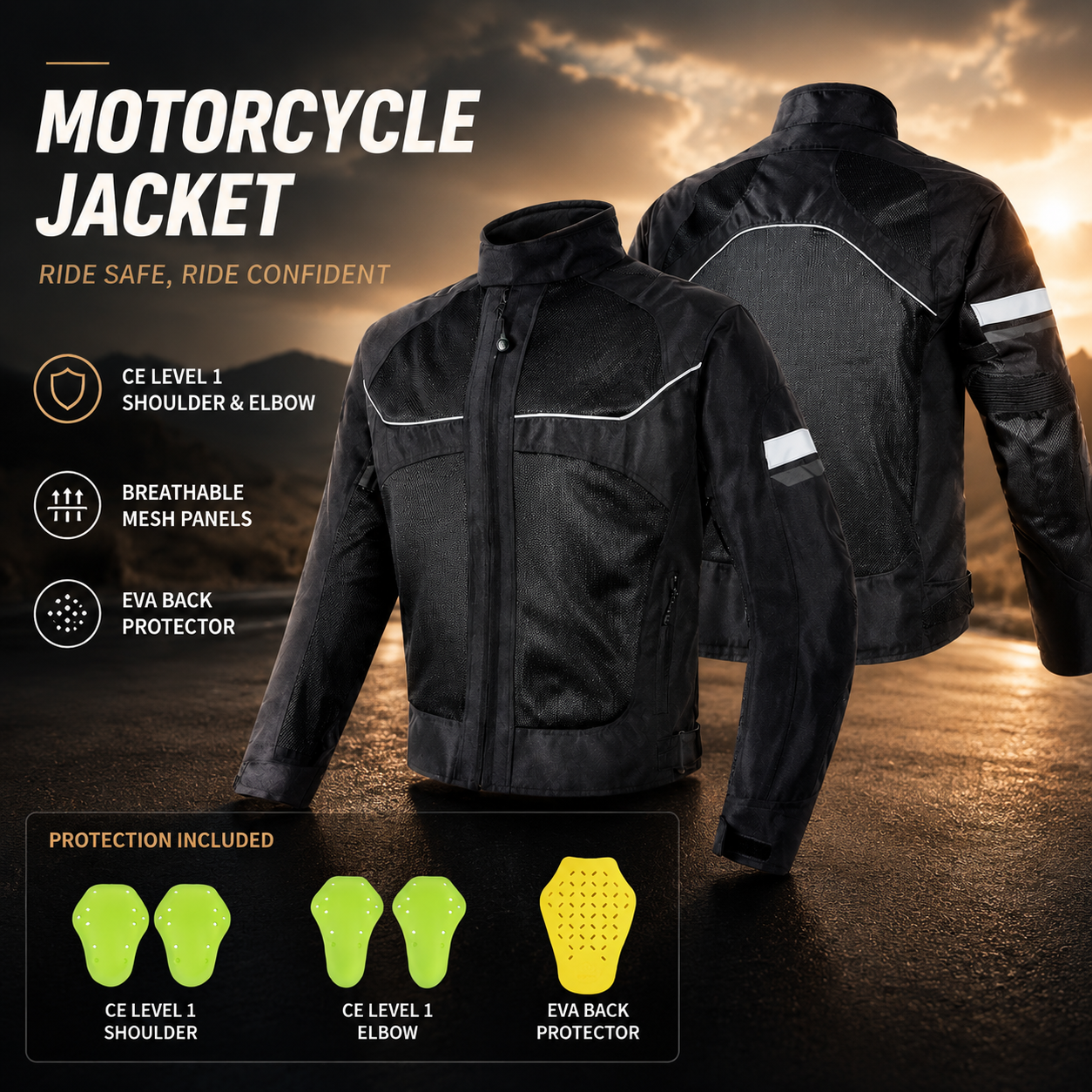 Motorcycle riding suit with reflective mesh(CE Grade)-J80