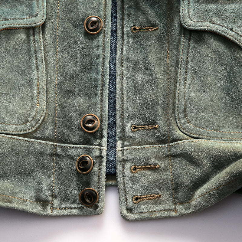 RL Three Pockets Genuine Leather American Vintage Jacket-A24