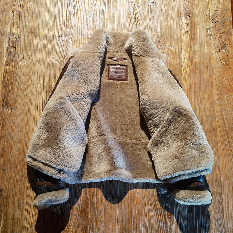 Bomber jacket unisex couple style horse leather stitching-A06