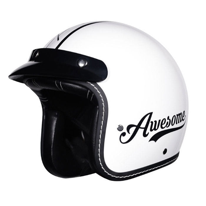 KTVMOTO Retro Open Face Motorcycle Helmet – Vintage Graphic Style-I21