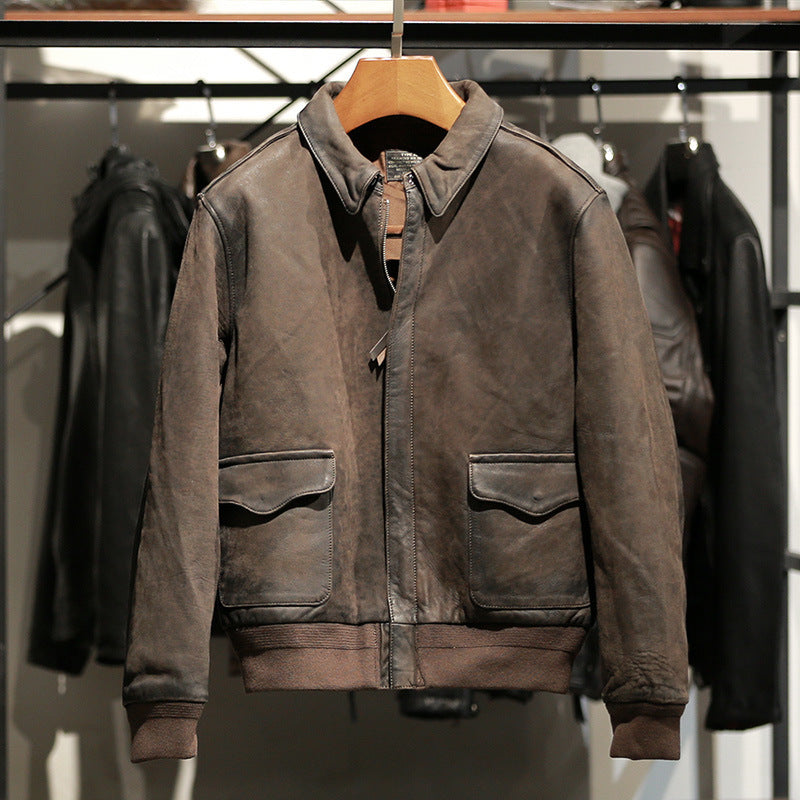 Vintage distressed A2 Pakistani goatskin flight jacket - A48