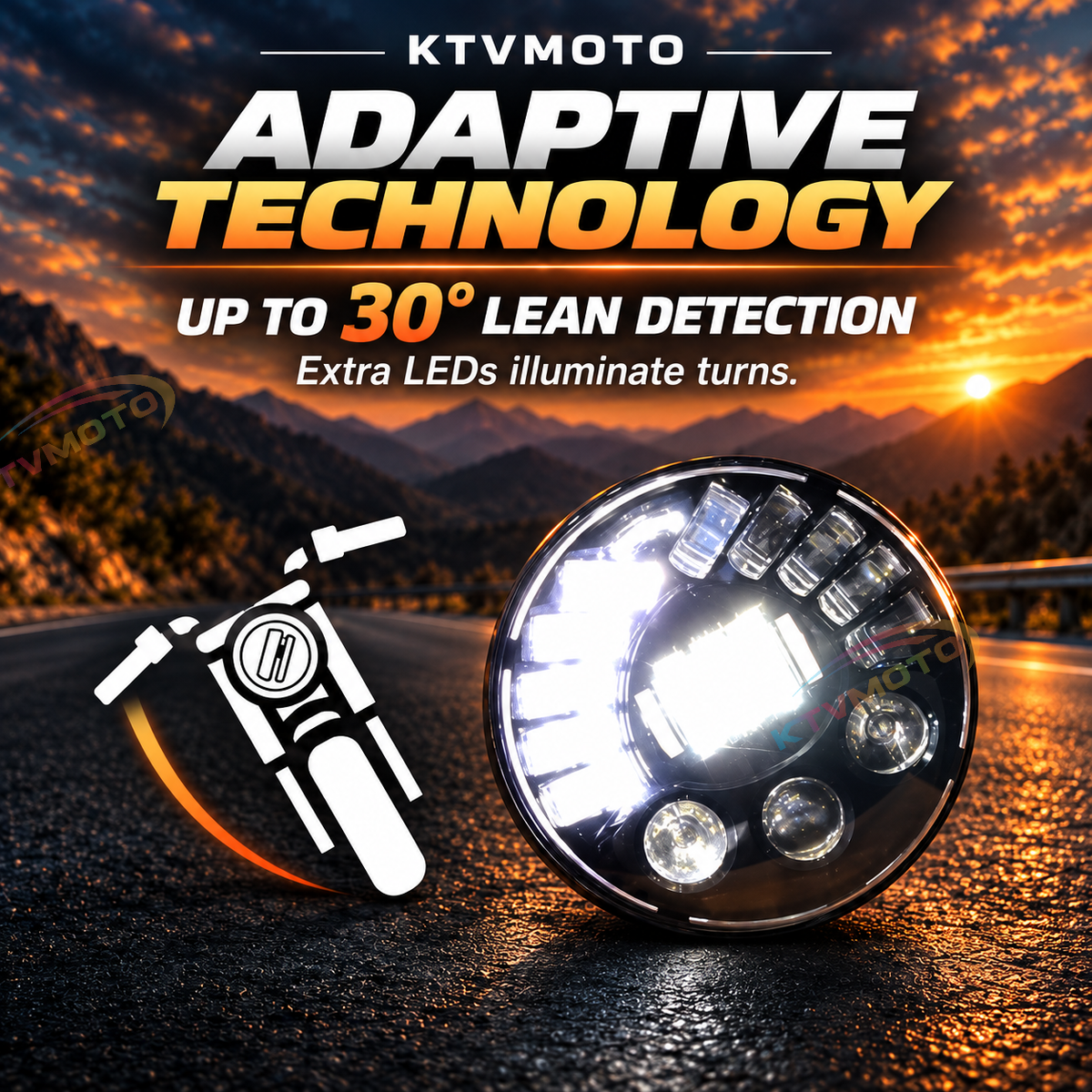 KTVMOTO Harley 5.75/7 Inch Adaptive LED Cornering Headlight -ML13