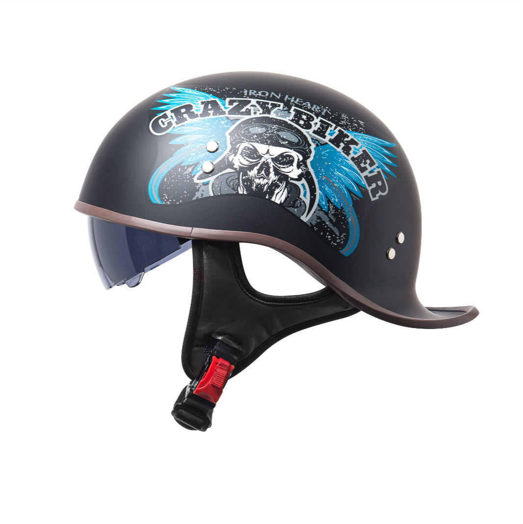 KTVMOTO Vintage Half Helmet with Visor – Retro Motorcycle Helmet-I277