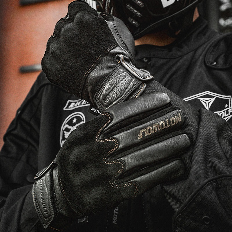 Men's Genuine Leather Retro Motorcycle Gloves - G33