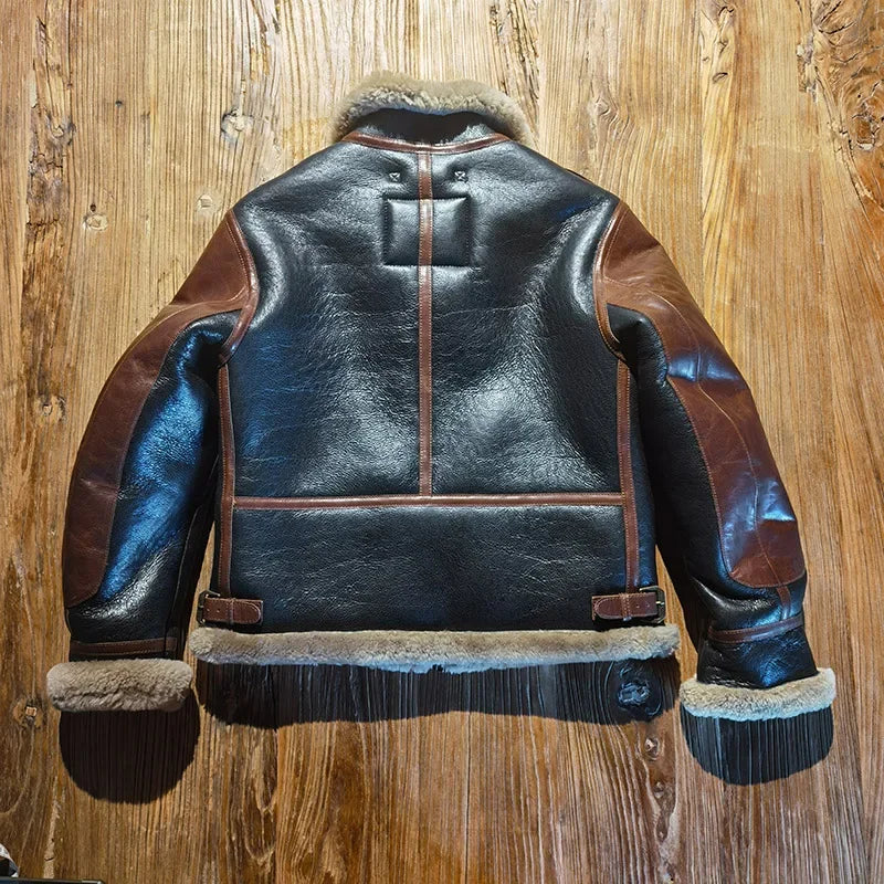 Bomber jacket unisex couple style horse leather stitching-A06