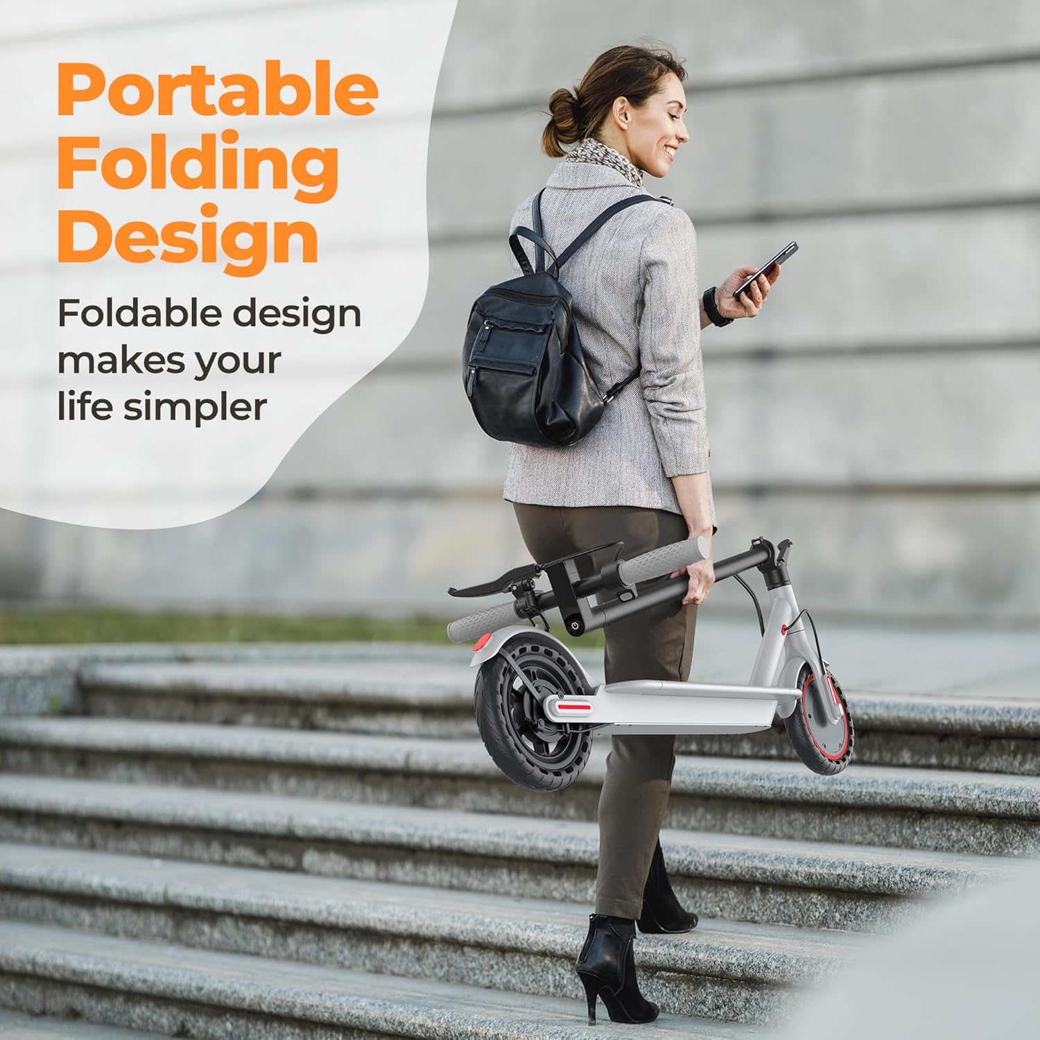 Adult Electric Scooter, 8.5-inch/10-inch Tire, 19/22 Miles/350W/500W Motor, 21-28 Mile Range, Folding Electric Scooter