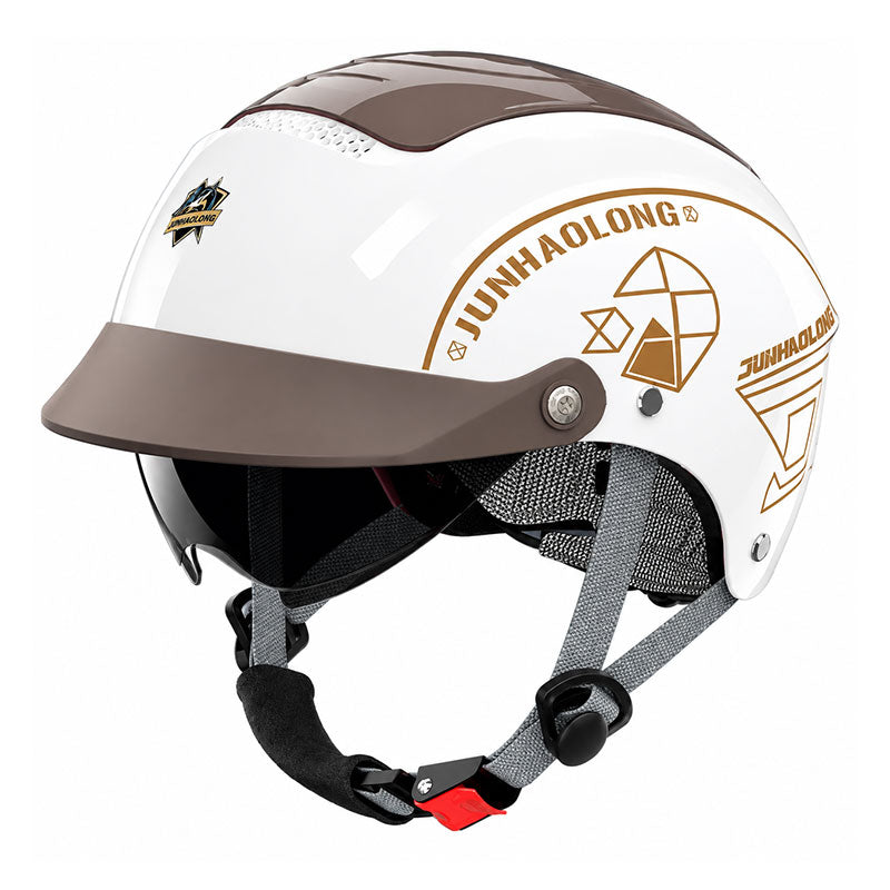 KTVMOTO Retro Half Helmet with Built-in Sun Visor for Riders-I274