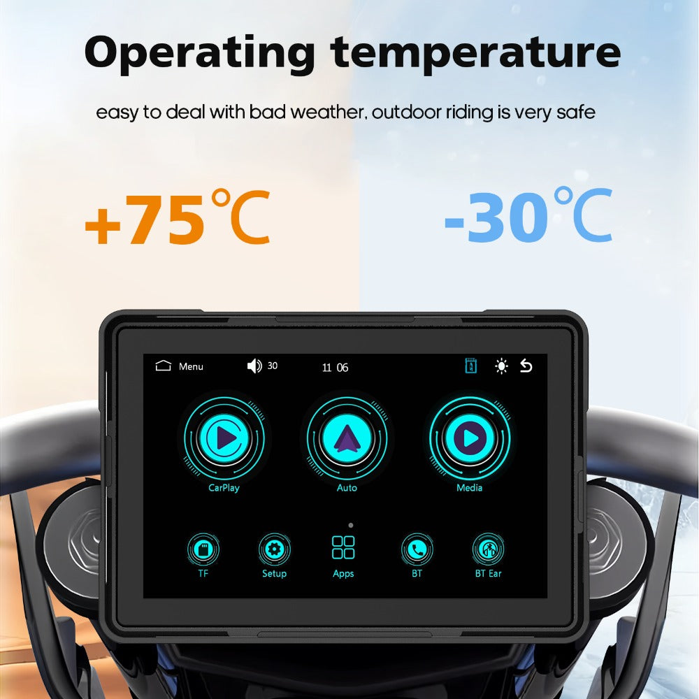 Portable IPX8 Waterproof Motorcycle GPS Navigation Wireless Carplay-P06