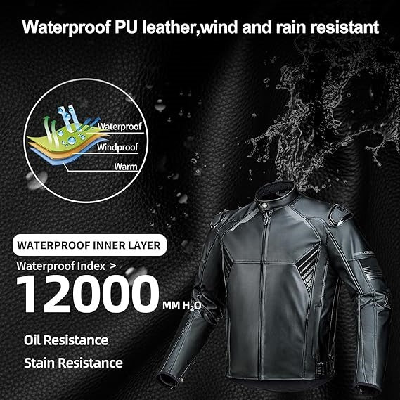 Men's Leather Motorcycle Jacket, 3-in-1 - J31