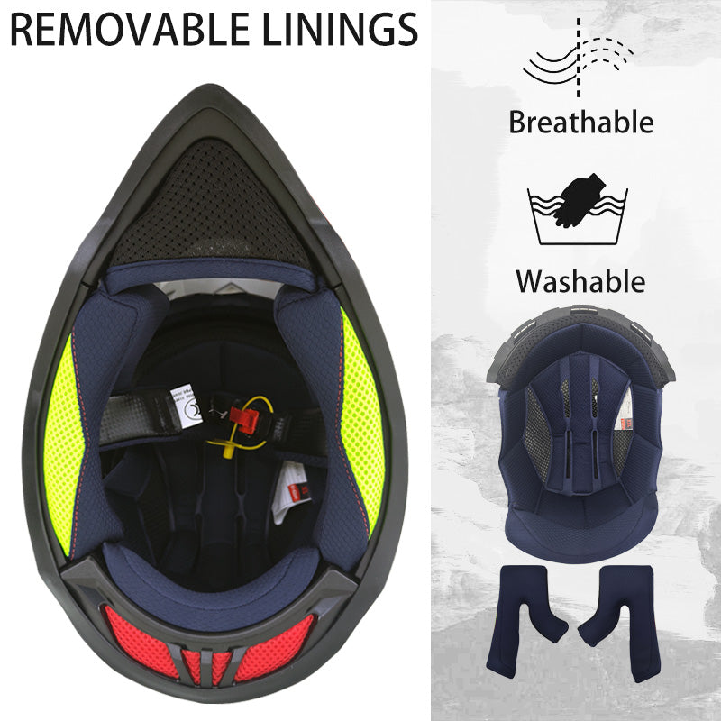 Full Face Motocross Helmet with Wind Visor and Sunshield - I04