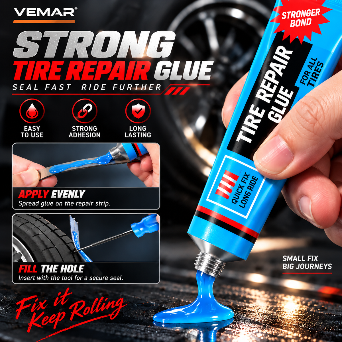 KTVMOTO Motorcycle Touring Tire Repair Kit for Emergency Repairs-MT02