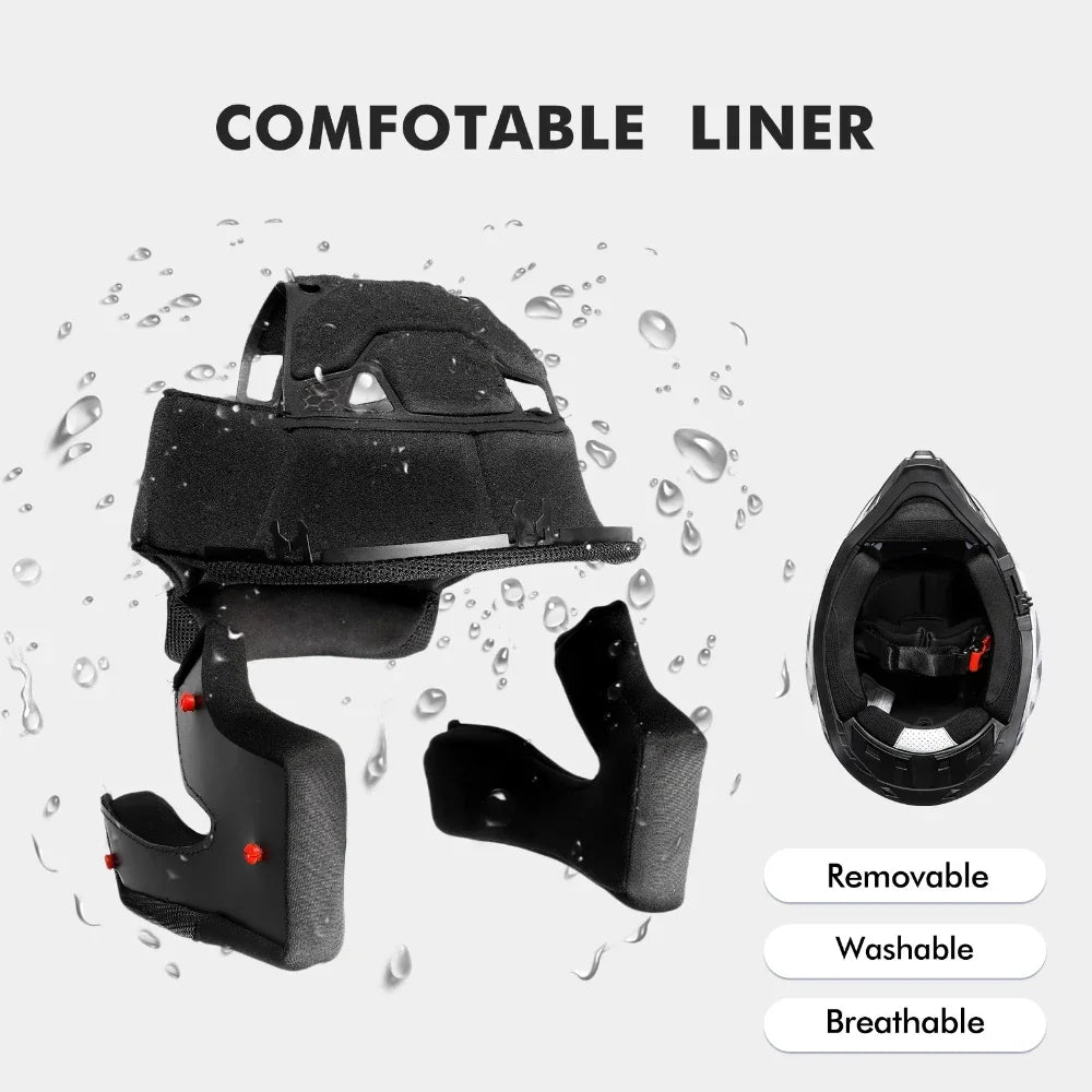 Full Face Motorcycle Helmet with Double Lenses Quick Clip Off-Road Motorcycle Helmet - I03