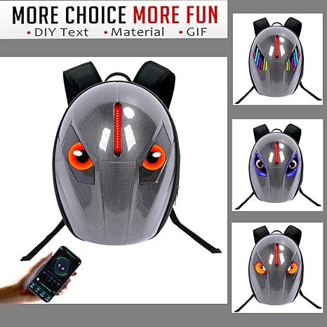 3D Hard Shell LED Light Motorcycle Backpack-W12