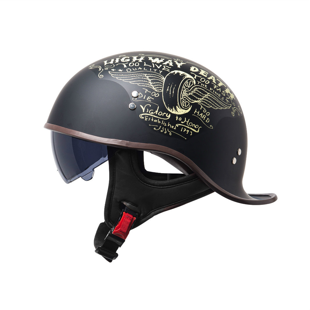 KTVMOTO Vintage Half Helmet with Visor – Retro Motorcycle Helmet-I277