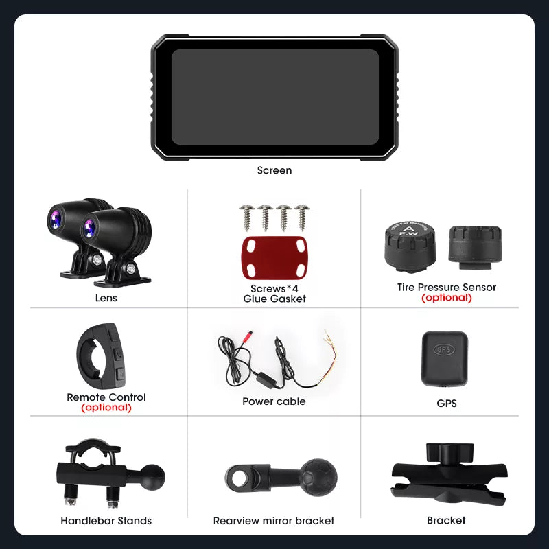 6.25 Inch 4K DVR GPS Motorcycle Navigation -P04