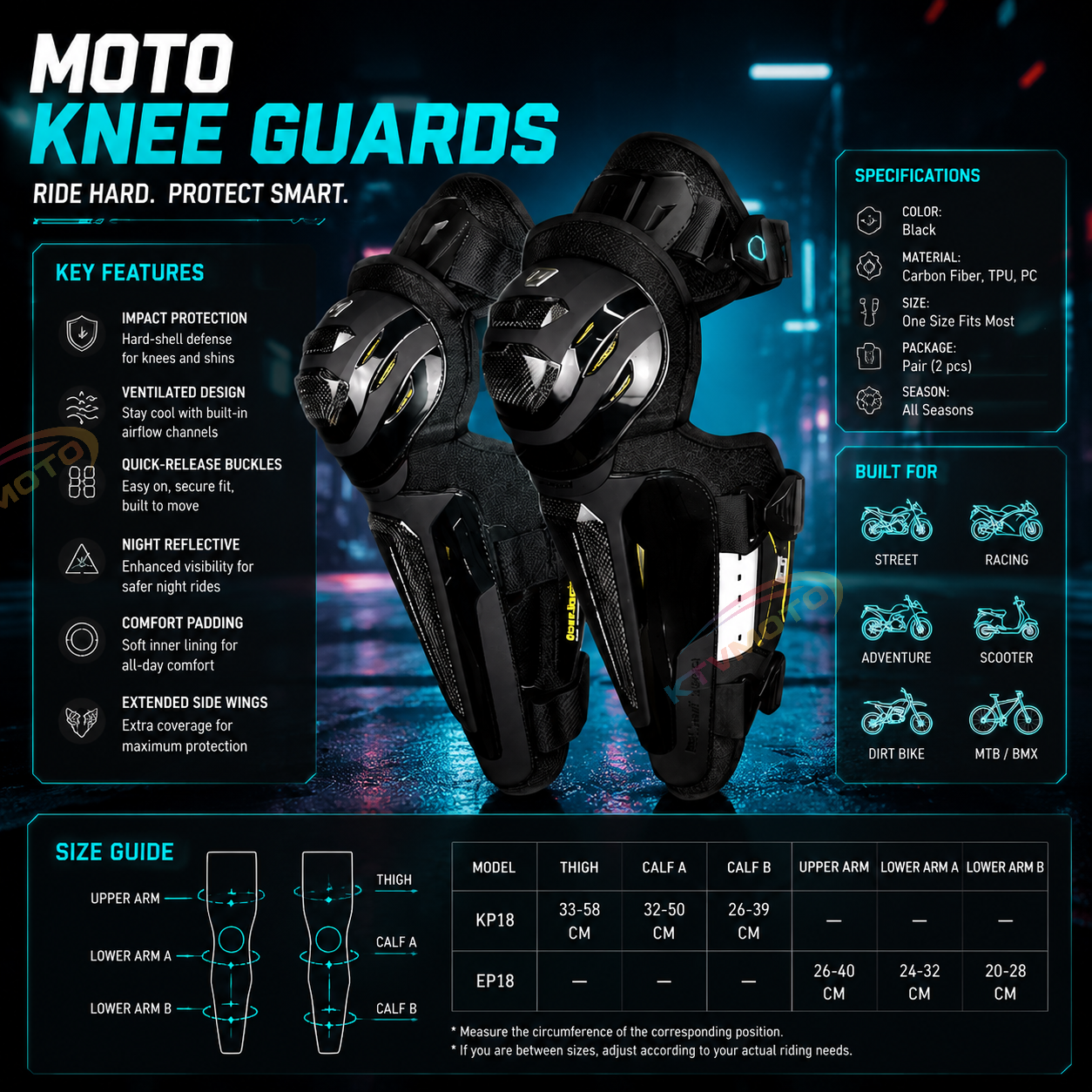 Motorcycle Carbon Fiber Knee Guards-Y46
