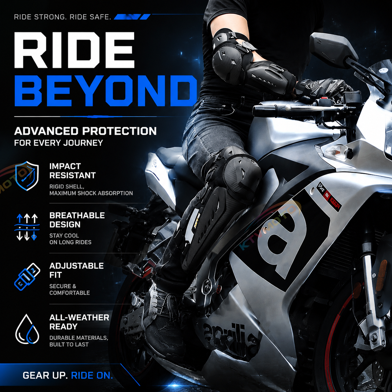 4-Piece Motorcycle Protective Gear Set-Y48