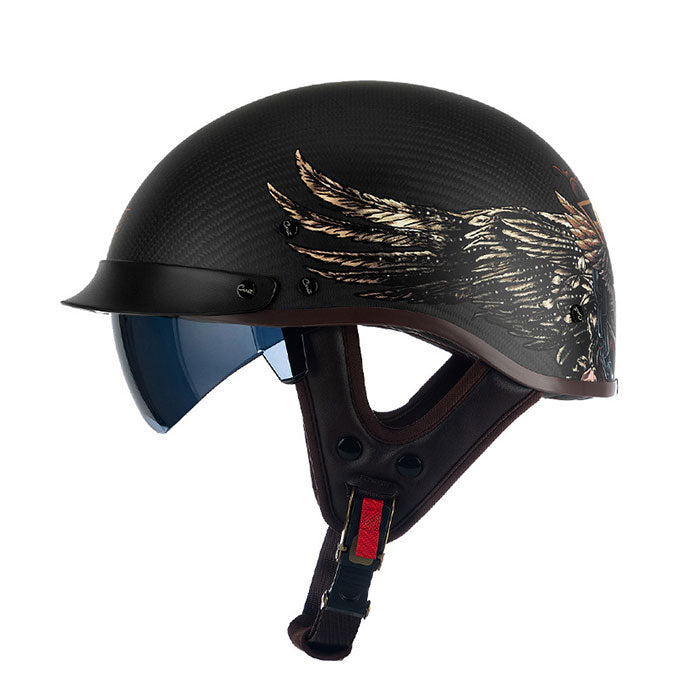 Lightweight Retro Carbon Fiber Motorcycle Half-Helmet-I138