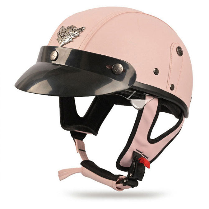 Retro cruiser motorcycle helmet with concealed inner visor-I31